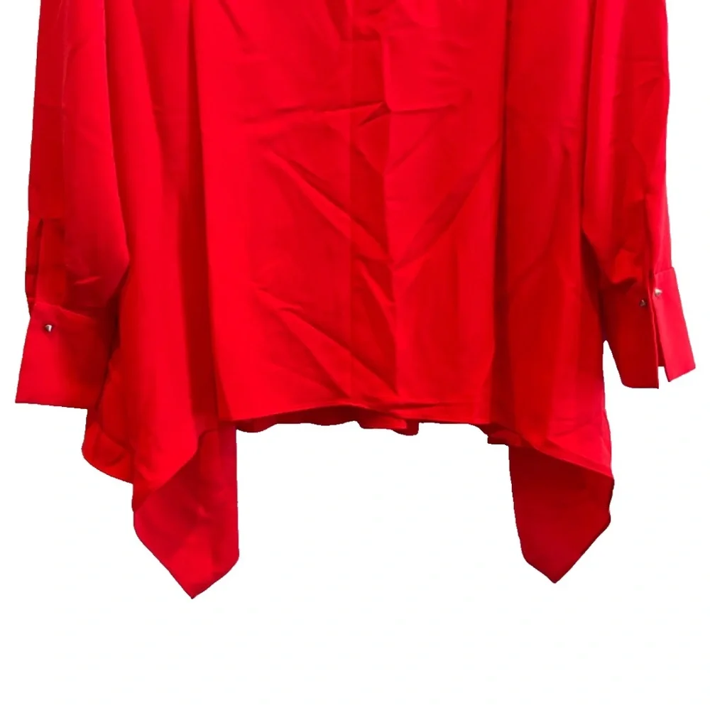 COPY -(NWT) RACHEL Rachel Roy Red V-Neck Handkerchief Hem Top Plus Size 3X/4X - Picture 10 of 14